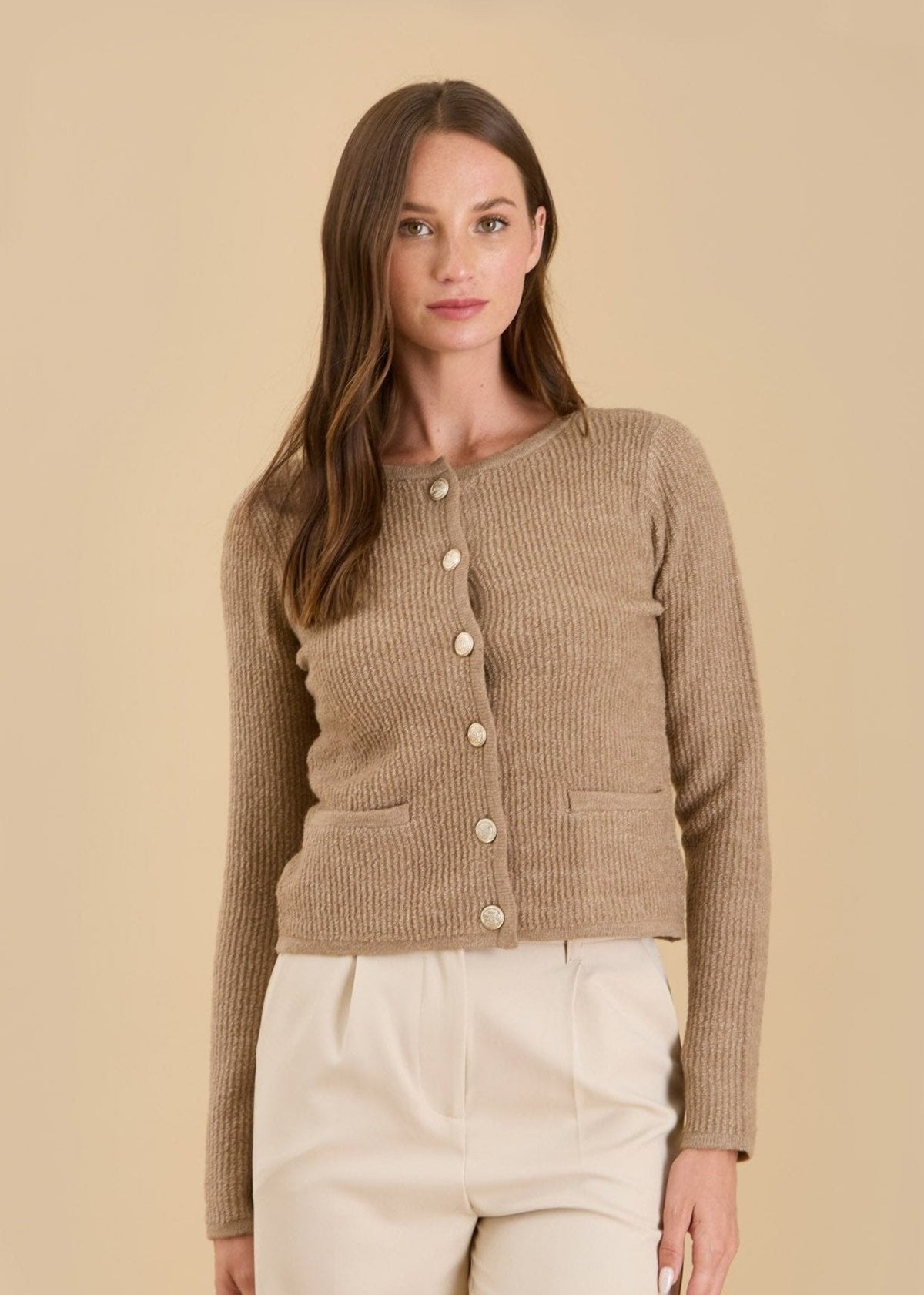 Carrie Gold Button Cardigan