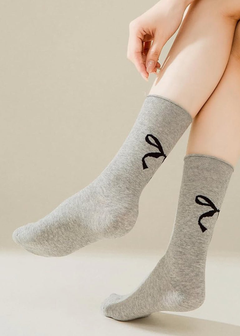 Daliah Grey Bow Socks