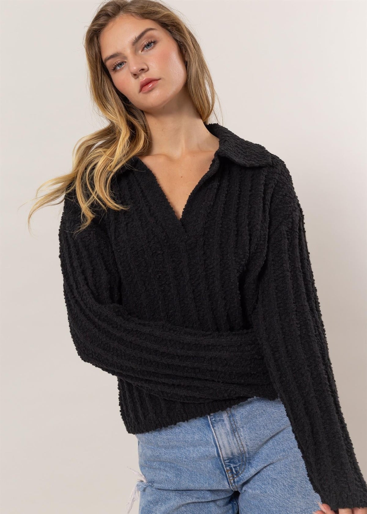 Robyn Boucle Collared Sweater