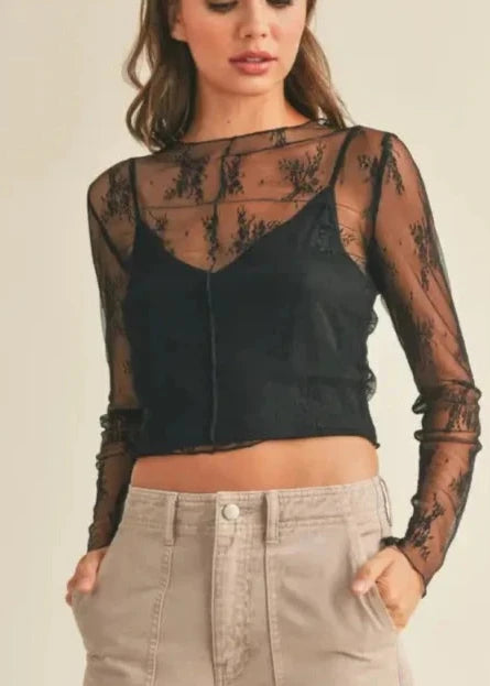 Audrey Black Lace Top