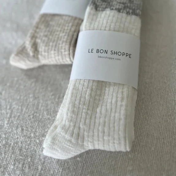 Colorblock Cottage Socks - White Linen &amp; Heather Grey