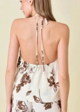 Chocolate Floral Halter Top