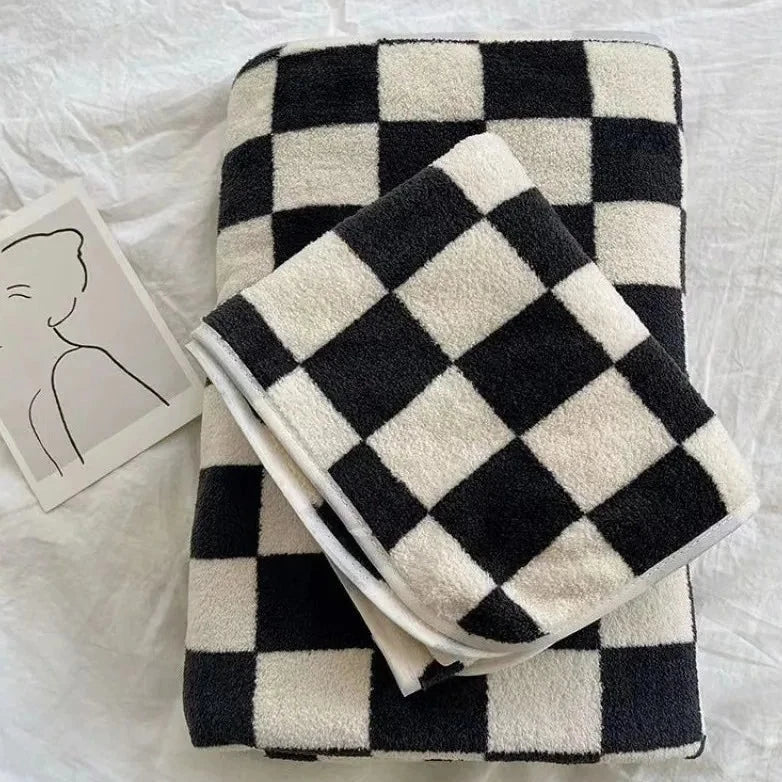 Black Checkerboard Pattern Towel